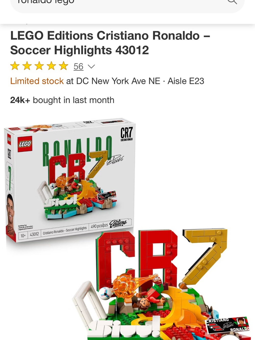 LEGO Cristiano Ronaldo CR7 Display Set - Red, Green, Yellow